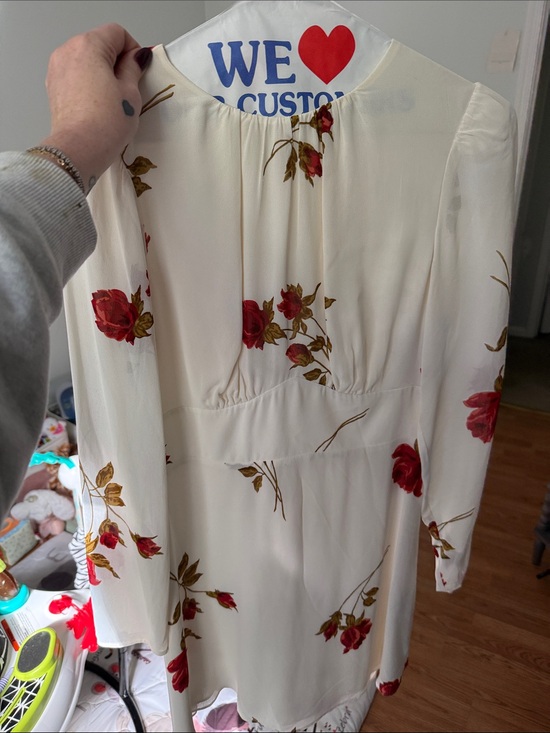 Reformation Dresses & Skirts - Ivory Floral Long-Sleeve Dress with Red Rose Print